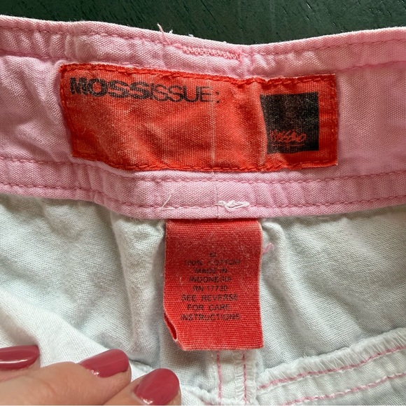 VTG Mossimo Y2K White Utility Cargo Shorts Pink Contrast Stitching Sz M - Picture 4 of 9